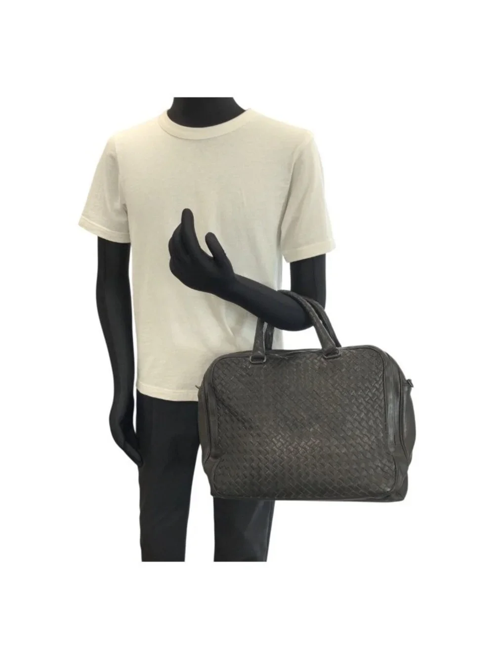 Bottega Veneta Intrecciato Black Gunmetal Leather Business Briefcase